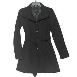 Jack‎ by BB Dakota Trench Coat Wool Blend Black Belted Womens Sm Winter Business